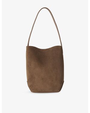 The Row Small N/S Park Suede Tote Edge Bag - Brown