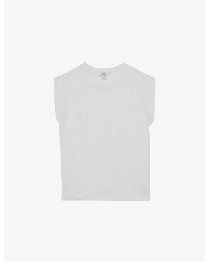 Reiss Millie Cap-Sleeve Cotton T-Shirt - White