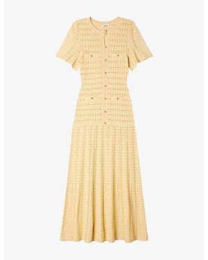 Sandro Rhinestone-Embellished Knitted Maxi Dress - Metallic