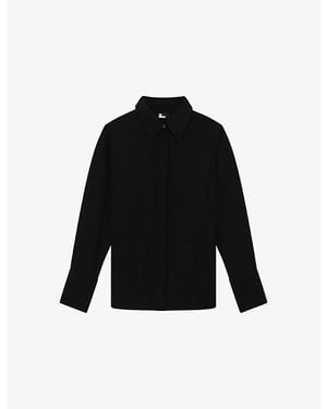 The Kooples Straight-Cut Long-Sleeve Satin Shirt - Black