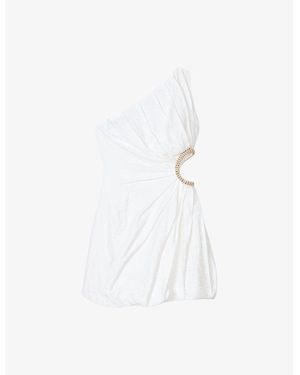 Sandro Asymmetric Sleeveless Woven Mini Dress - White