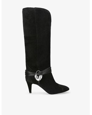 Isabel Marant Lestany Gz Suede Heeled Knee-High Boots - Black