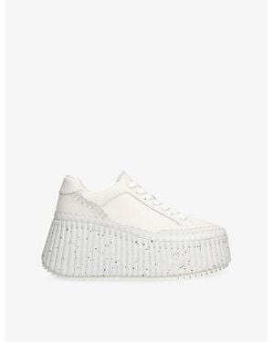 Chloé Nama Wedge Leather Sneakers - White
