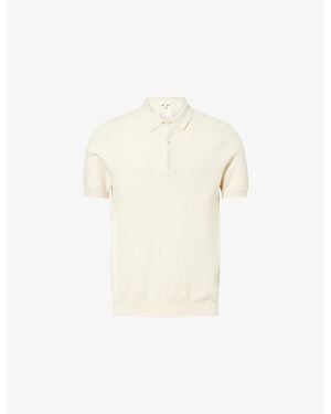 Sunspel Textured Short-Sleeves Cotton-Knit Polo Shirt - White