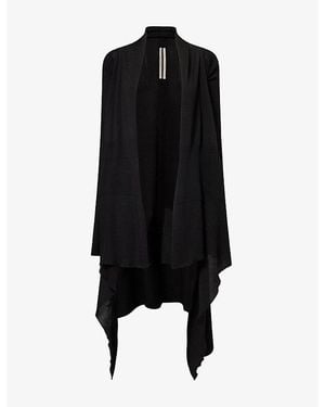 Rick Owens Draped Long Wool Cardigan - Black