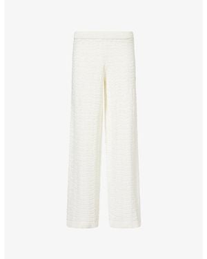 The Couture Club Crochet Wide-Leg Cotton Trousers - White