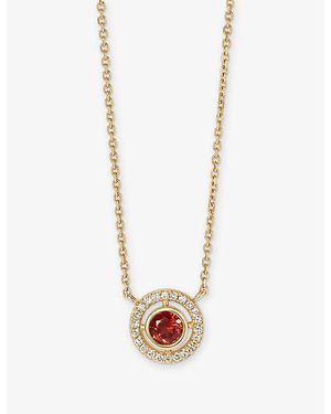Astley Clarke January Birthstone 14Ct- Garnet And 0.08Ct Lab-Grown Diamond Pendant Necklace - White