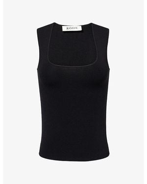 RÓHE Frames Square-Neck Bustier Knitted Top - Black