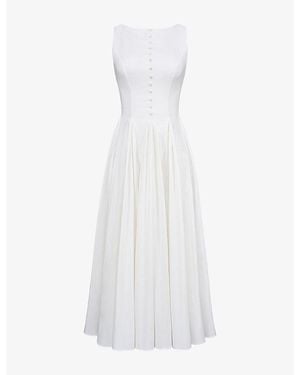House Of Cb Azalina Boat-Neck Cotton Maxi Dress - White