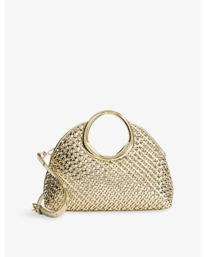 Dune Earning Metallic Faux-Leather Clutch Bag - Natural