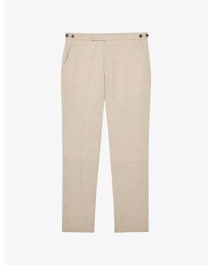 Reiss Fibre Slim-Leg Wool Trousers - Natural
