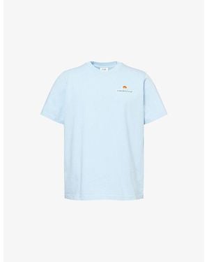 CASABLANCA Montagne Montagne Patch Logo-Embroidered Cotton-Jersey T-Shirt - Blue