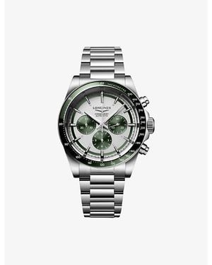 Longines L3.835.4.02.6 Conquest Chronograph Ceramic Bezel Matt Stainless-Steel Automatic Watch - Metallic