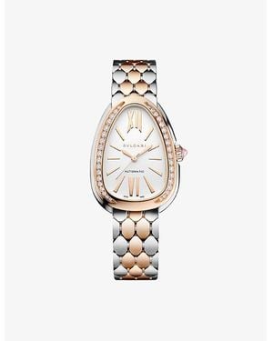 BVLGARI Serpenti Seduttori 18Ct, Diamond And Stainless-Steel Automatic Watch 34Mm - Metallic