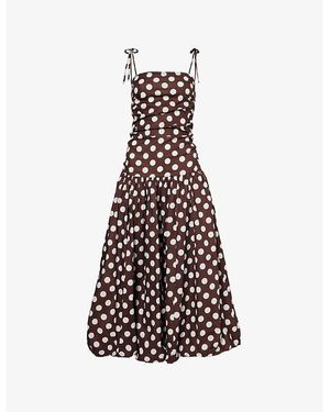 Amy Lynn Alexa Polka-Dot Cotton-Poplin Midi Dress - White