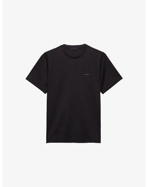 Prada Triangle Logo-Plaque Cotton-Jersey T-Shirt - Black