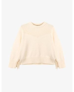 Whistles Fringed-Trim Relaxed-Fit Cotton-Blend Jumper - Natural