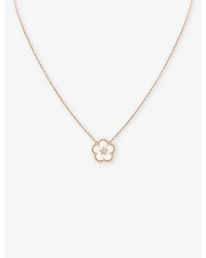 Van Cleef & Arpels Lucky Spring Plum Blossom 18Ct And Mother-Of-Pearl Pendant Necklace - Natural
