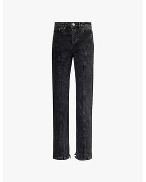 Achilles Ion Gabriel Hunkers Distressed Straight-Leg Mid-Rise Denim Jeans - Black