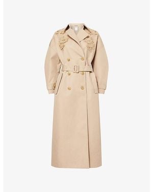 Huishan Zhang Arthur Embroidered Cotton-Blend Trench Coat - Natural