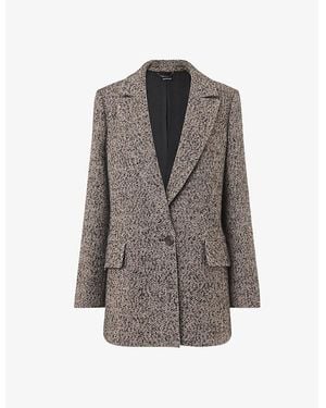 Whistles Noa Herringbone Recycled Polyester And Wool-Blend Blazer - Grey