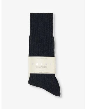 FALKE Cosy Wool Ribbed Knit Socks - Black