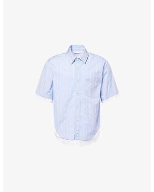 Jonathan Simkhai Steven Double-Layer Cotton Shirt - Blue