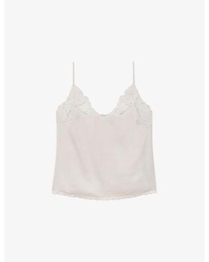 Reiss Joanie Lace-Detail Satin Cami Top - White
