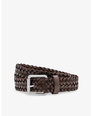 Reiss Carlton Woven Leather Belt - Brown