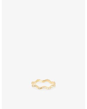 Astrid & Miyu Ripple-Plated Sterling And Cubic Zirconia Band Ring - Metallic