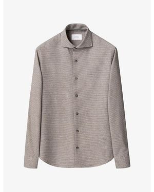 Eton Checked Houndstooth Casual-Fit Cotton Shirt - Grey