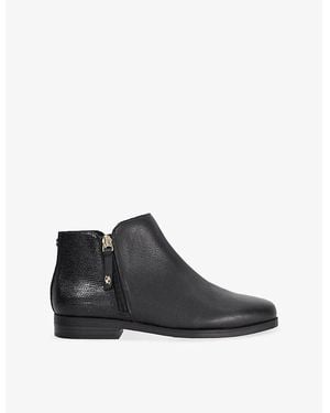 Dune Poleyn Flat Leather Ankle Boots - Black