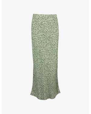 Ro&zo Ditsy-Pattern Bias-Cut Crepe Maxi Skirt - Green