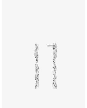 Sif Jakobs Ellera Waves Altro Lungo Rhodium-Plated Sterling And Cubic Zirconia Drop Earrings - White