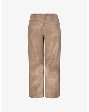 Mistress Rocks Straight-Leg Mid-Rise Vegan-Leather Trousers - Natural