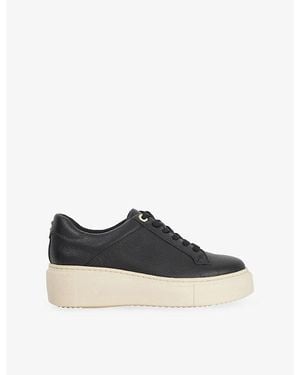 Dune Evienne Flatform Leather Trainers - Black