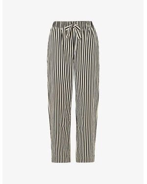 Whistles Stripe-Print Relaxed-Fit Cotton Pyjama Bottoms - White