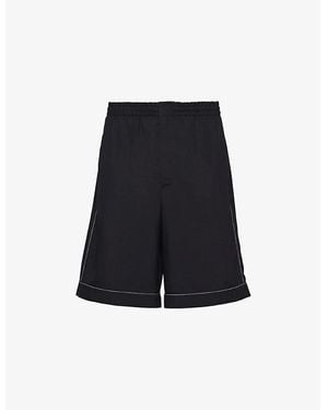 Prada Bermuda Brand-Logo Silk Shorts Xxxl - Black