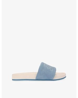 Kurt Geiger Script Fabric Slides - Blue