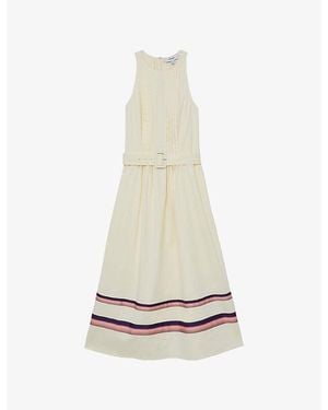 Reiss Sara Stripe-Print Stretch-Cotton Midi Dress - White