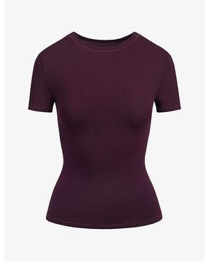 Skims Short-Sleeve Cotton-Jersey T-Shirt - Purple