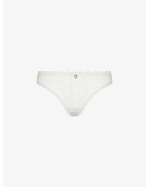 Aubade Rosessence Mid-Rise Stretch-Lace Tanga Briefs - White