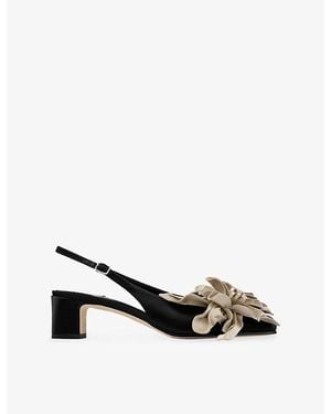 Jimmy Choo Eyla 45 Slingback Satin Heeled Courts - Black
