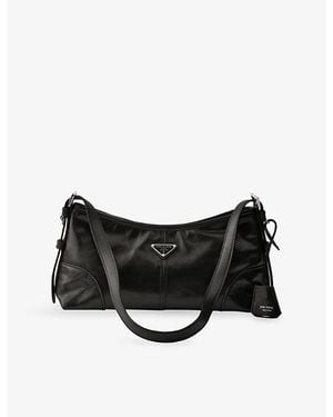 Prada Aimée Medium Leather Shoulder Bag - Black