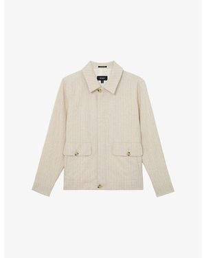 Reiss Slayman Pinstripe Stretch-Cotton And Linen-Blend Jacket - Natural