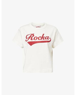 Ru & Rocka Baby Tee Logo-Print Baseball Cotton-Jersey T-Shirt - White