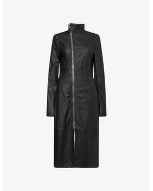 Rick Owens Gary Long Leather Coat - Black
