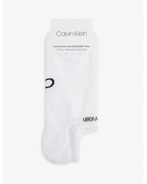 Calvin Klein Coolmax Cotton-Blend Liner Socks Pack Of Two - White