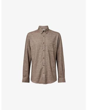 Sunspel Regular Fit Brushed Cotton Shirt - Brown