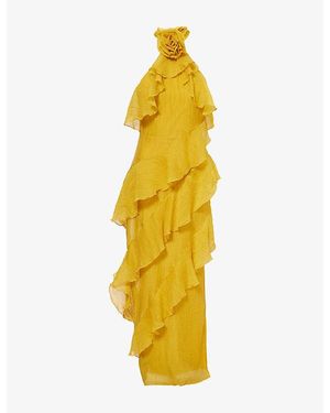 Pretty Lavish Addison Corsage Chiffon Maxi Dress - Yellow